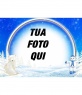 Cornice foto arco brillante, con orso e pupazzo di neve