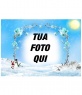 Creare una scheda con questo montaggio di foto e una immagine da questa pagina, on-line. Il modello è costituito da un paesaggio innevato con un quadro di rami di fiori gelo in cui inserire una foto, soprattutto per il Natale.