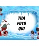 Cartolina Babbo Natale nel paesaggio innevato