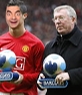 Entra nel mondo del calcio con questo montaggio di sport, che inserisce un volto sul corpo di Cristiano Ronaldo con Alex Ferguson trofeo catturato due sfere che pubblicizzare una famosa istituzione finanziaria.