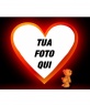 Postal amore a forma di cuore e un orsacchiotto che era stata male.