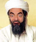 Fotomontaggio caratteri familiare. Dare un volto sul volto di Osama Bin Laden, nemico pubblico numero uno negli Stati Uniti. Appare con la barba e un turbante vestiti, tutti panno bianco.