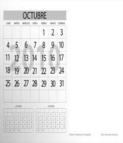 Calendario personalizzabile Ottobre