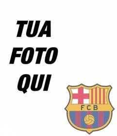 Fotomontaggio di mettere lo scudo di FC Barcelona nella foto.