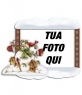 Cornice foto bordo di neve, pupazzo di neve