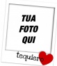 Telaio con bordi doppi. Fotomontaggio che accompagna la persona che amo la tua foto e un cuore rosso su sfondo bianco.