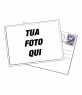 Targeta modificabile con la tua foto. Semplice quadro in cui l'immagine della vostra scelta visualizzato nella cornice di una cartolina, con la busta, sigillarla e kill-sigillo su uno sfondo bianco.