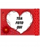 Cartolina con fiori rossi, e un grande cuore. Per San Valentino.
