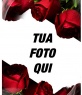 Ambito amore per ottenere una foto. Ideale come souvenir di San Valentino o San Giorgio. 6 fiori sono di colore rosso, rose senza spine e un effetto scintillante di seta o di garza per fornire una sensazione ancora maggiore di morbidezza alla composizione.
