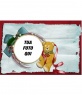 Cartolina natalizia con orsetto di peluche e fiocco