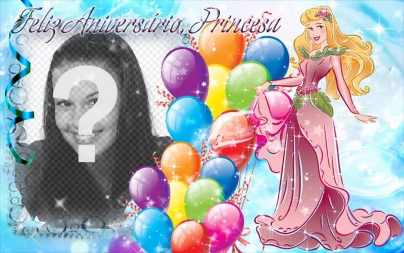 Fotomontaggio per creare una cartolina congratularmi con il compleanno della principessa della casa. ..