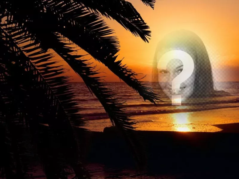 Metti la tua foto on-line su un tramonto in un paesaggio idilliaco di una spiaggia ..