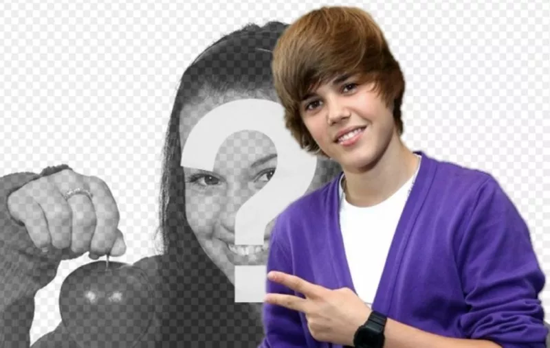 Fotomontaggio di scattare una foto con Justin..