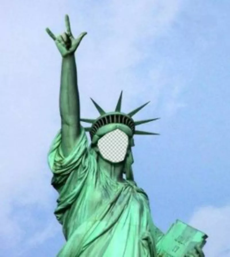 Fotomontaggio in cui si sarà mettere la vostra faccia su questa peculiare Statua della Libertà ..