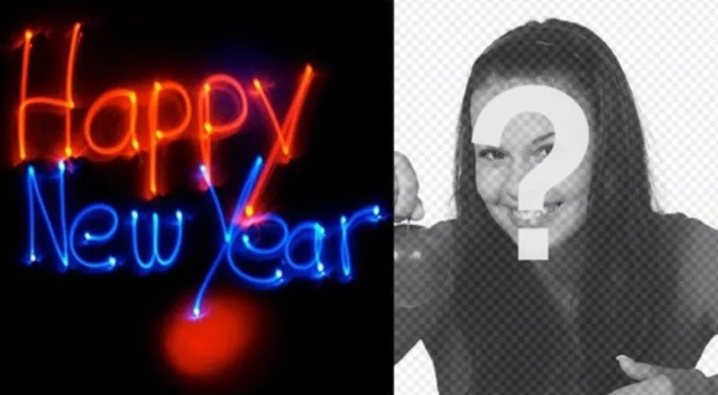 Si congratula con il nuovo anno con una animazione con lettere al neon con la tua foto di..