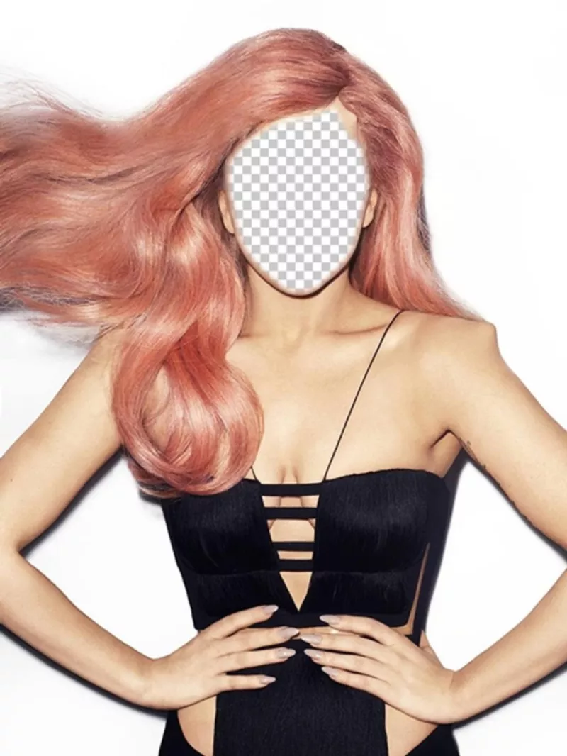 Fotomontaggio di Lady Gaga con i capelli rosa per mettere la vostra ..