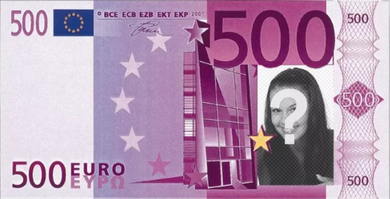 Fotomontaggio di 500 euro a che fare con la tua foto. ..