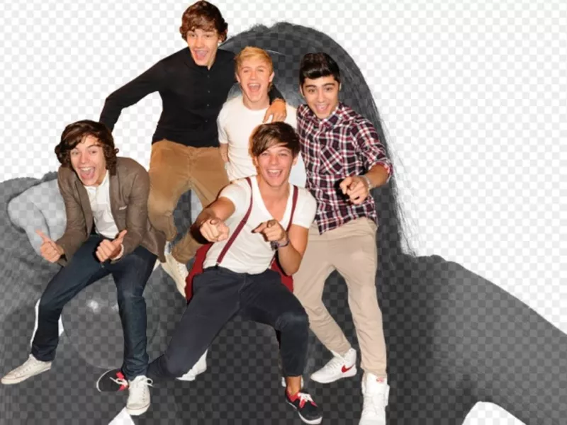 Fotomontaggio con One Direction componenti. Ora si può diventare parte della pop rock band One Direction e di apparire con loro in una..