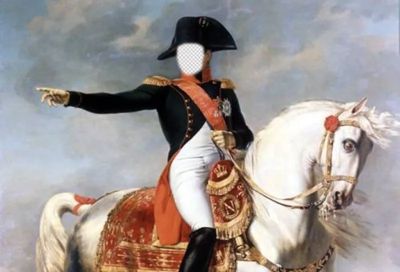 Fotomontaggio con Napoleone Bonaparte sul suo cavallo ..