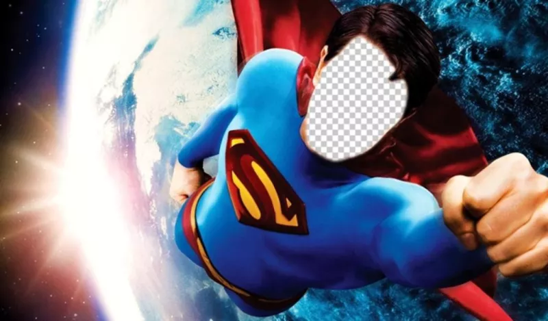 Fotomontaggio di diventare Superman volare sopra la Terra ..