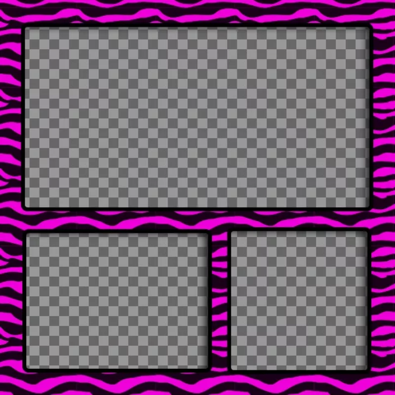 Cornice per foto con nero strisce rosa zebra-come per fare collage con 3 foto..
