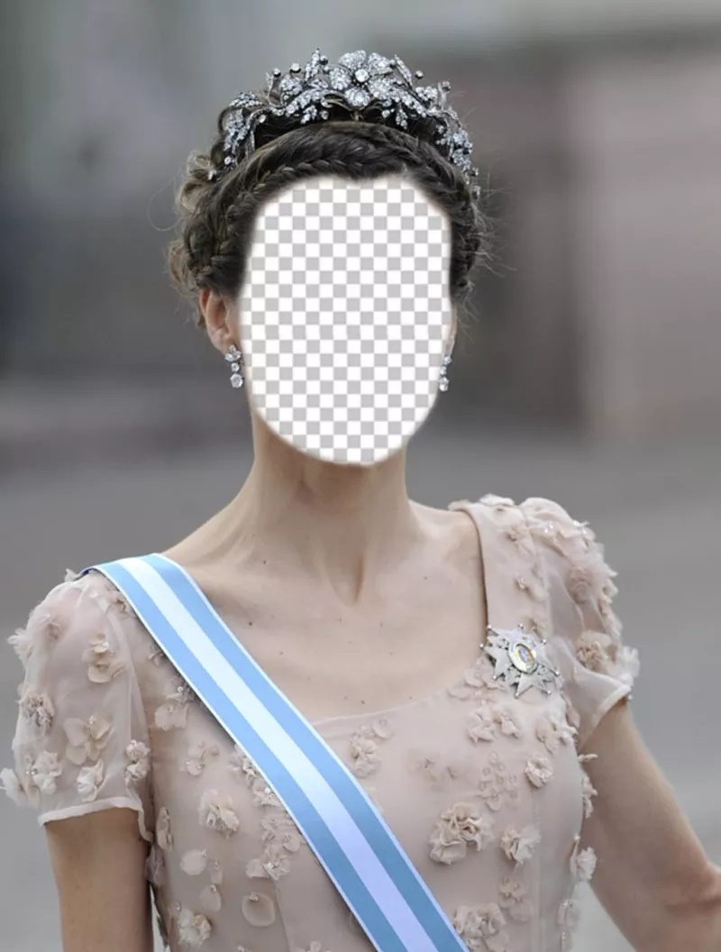 Fotomontaggio della principessa Letizia, con una grande corona di inserire la tua foto ..