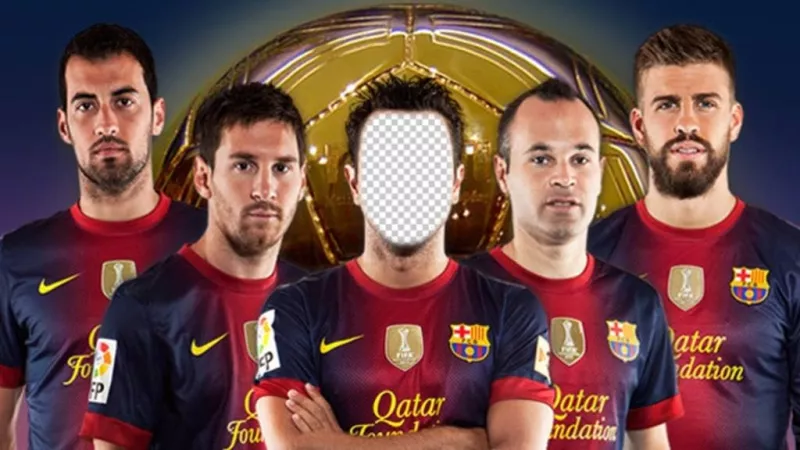 Fotomontaggio dove si può mettere la vostra foto su un giocatore di calcio di Barcellona ..