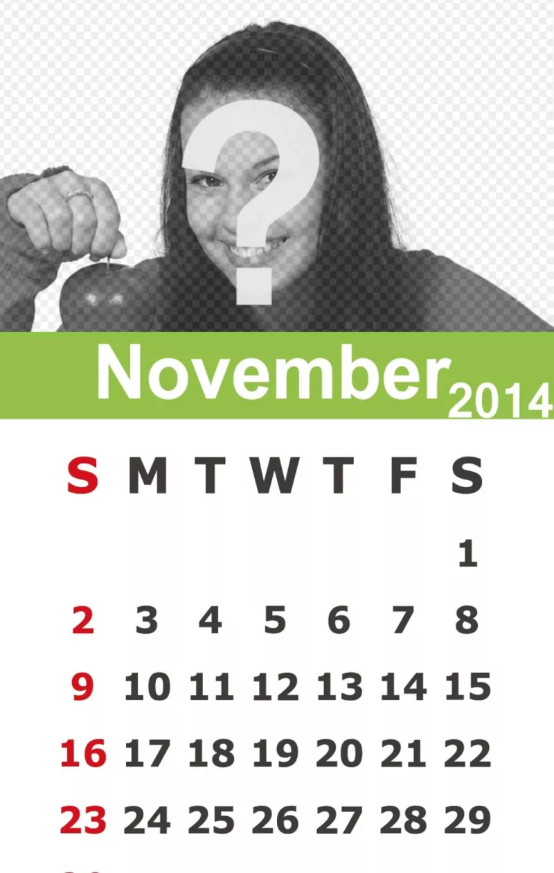 Calendario Novembre 2014 per mettere la tua foto on-line e molto..