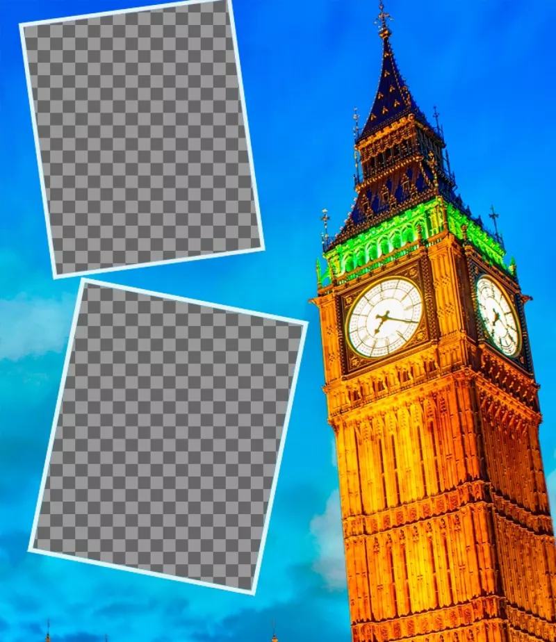 Cartolina di mettere due foto di Big Ben a Londra si può fare con le tue foto..