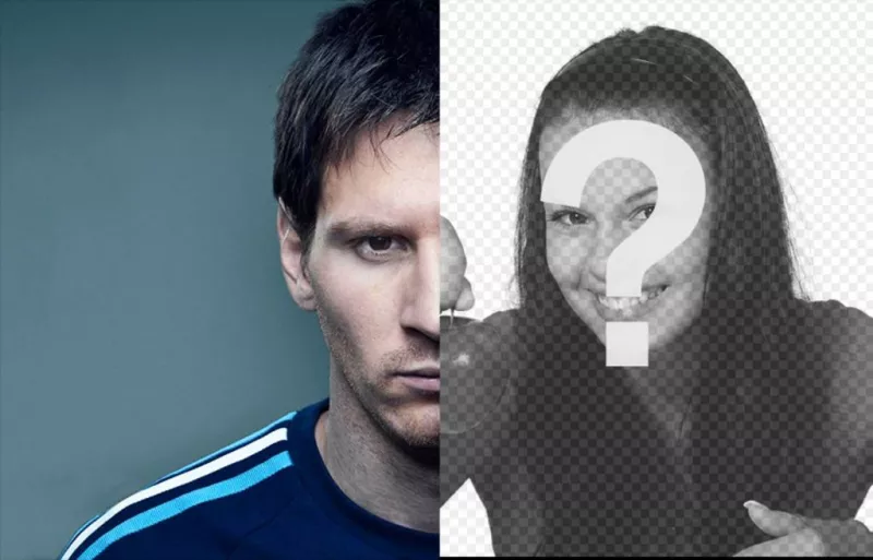 Creare un fotomontaggio con la metà del viso Messi rivaleggiare con i tuoi articoli sul lato opposto. ..