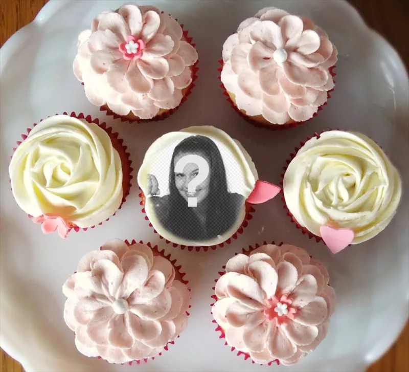 Fotomontaggio di mettere la tua foto allinterno di un cupcake, circondata da molti. ..