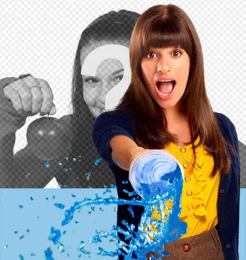 Fotomontaggio con Rachel di Glee lanciando un slushie. ..