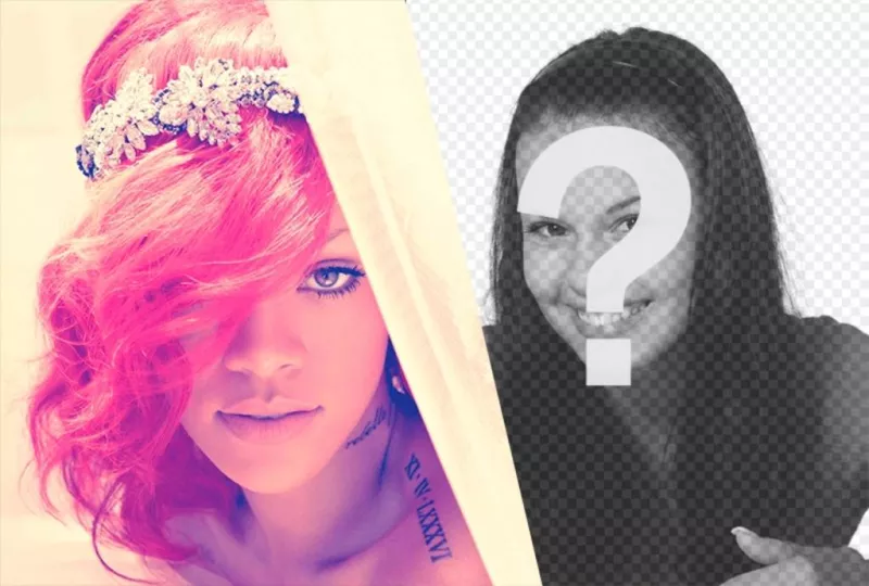 Fotomontaggio con Rihanna con il costume depoca. ..