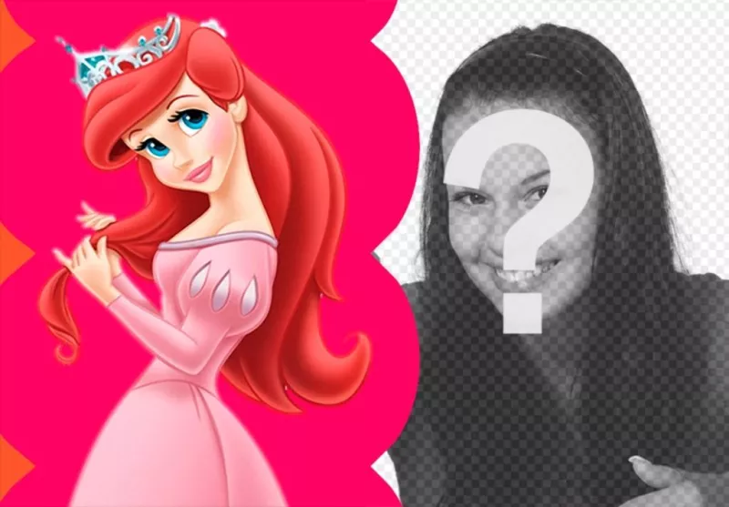 Collage vestito Principessa Ariel pettina i suoi capelli con la sua corona. ..
