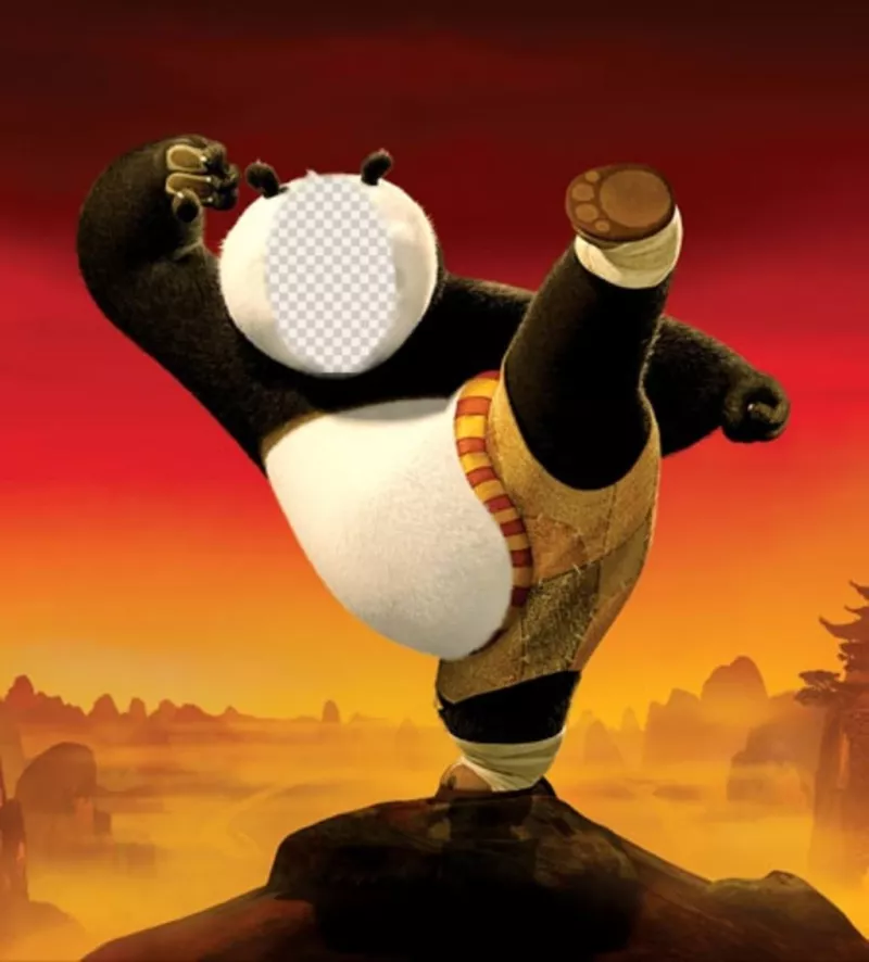 Essere Kung Fu Panda con questo fotomontaggio che è possibile modificare gratuitamente ..