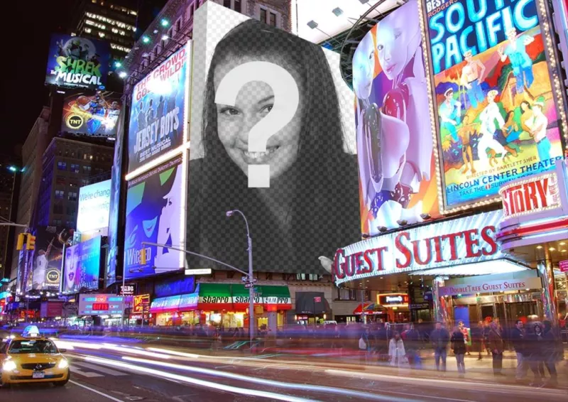 Fotomontaggio con manifesti in Times Square. ..