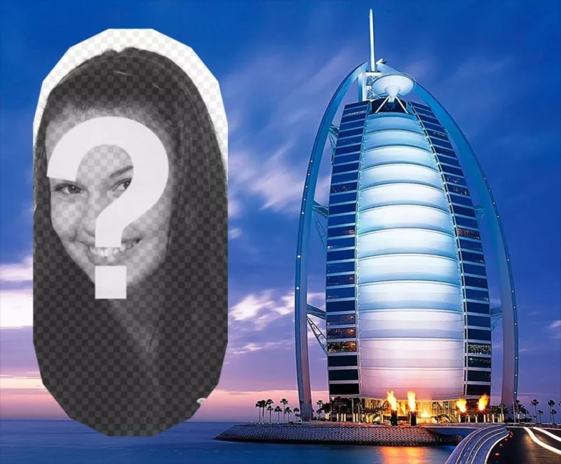 Fotomontaggio con un paesaggio Dubai ..