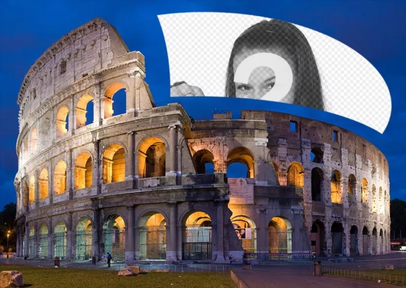 Cartolina con il Colosseo di Roma con la tua foto ..