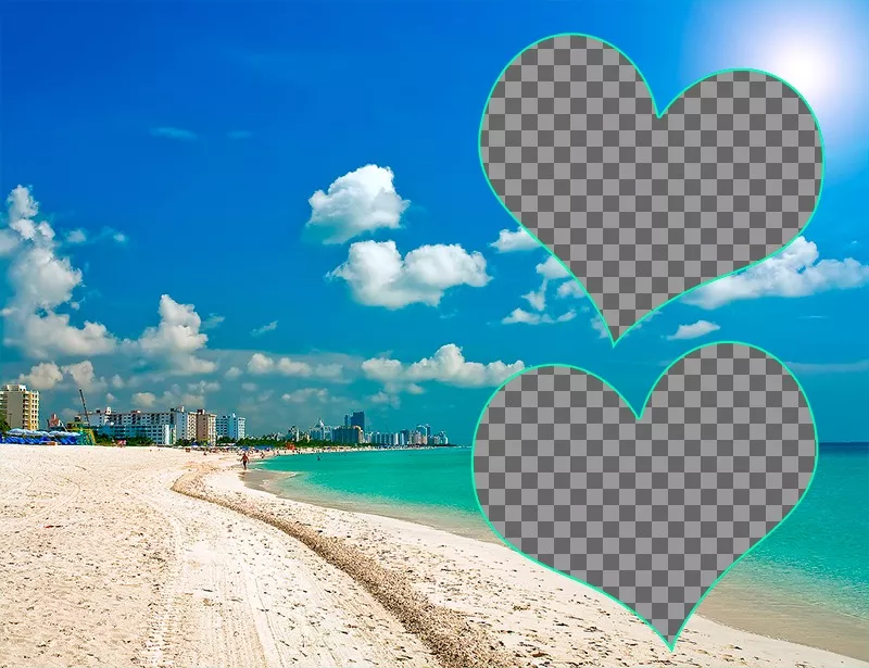 Cartolina per due foto con uno sfondo di una spiaggia della Florida ..