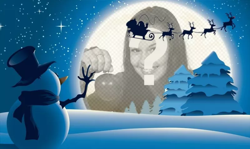 Cartolina di Natale con un pupazzo di neve agitando a santa ..