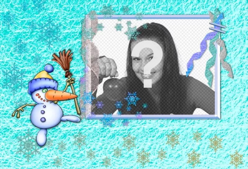 Cartolina di Natale con un pupazzo di neve divertente. ..