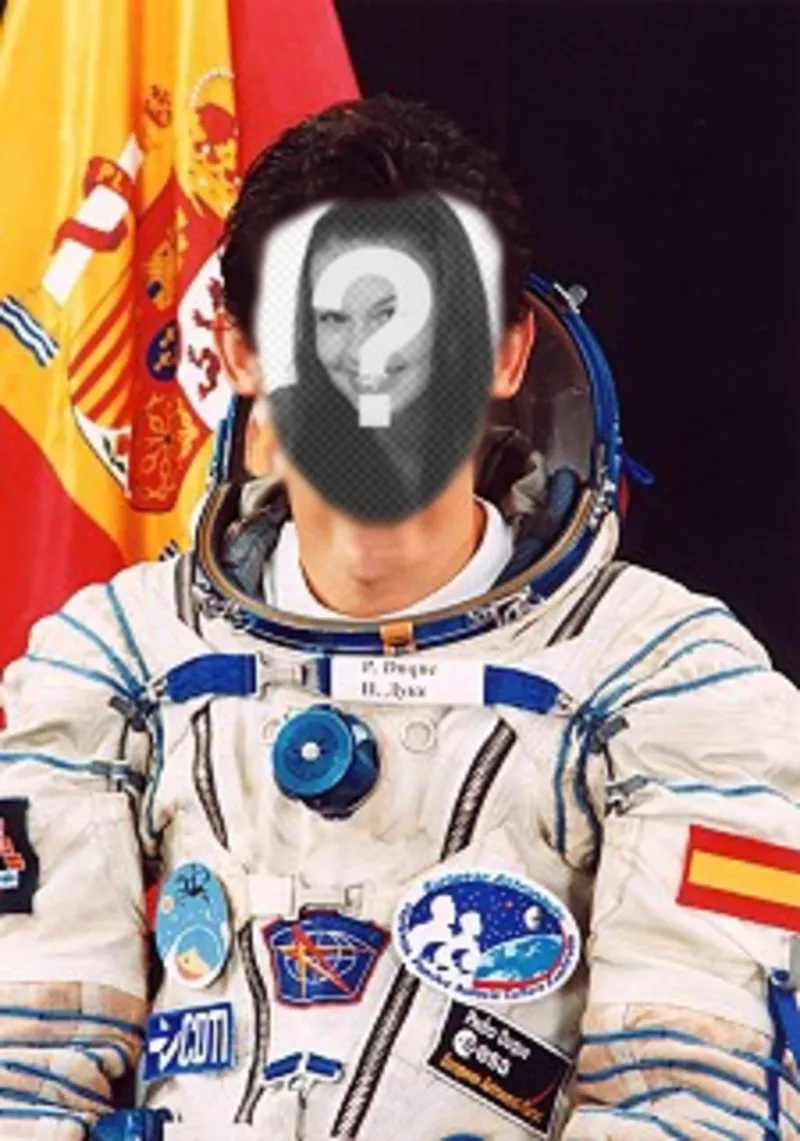 effetto Foto dove si può mettere la vostra faccia sul corpo di Pedro Duque, astronauta spagnolo ..