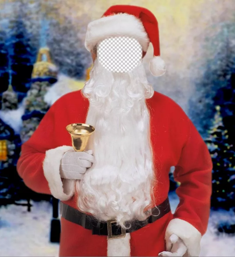 fotomontaggio online di Babbo Natale con una campana per mettere la vostra faccia ..