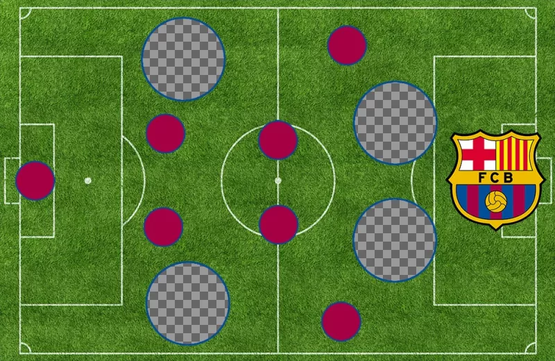 Allineamento del FC Barcelona sul campo per aggiungere 4 immagini ..