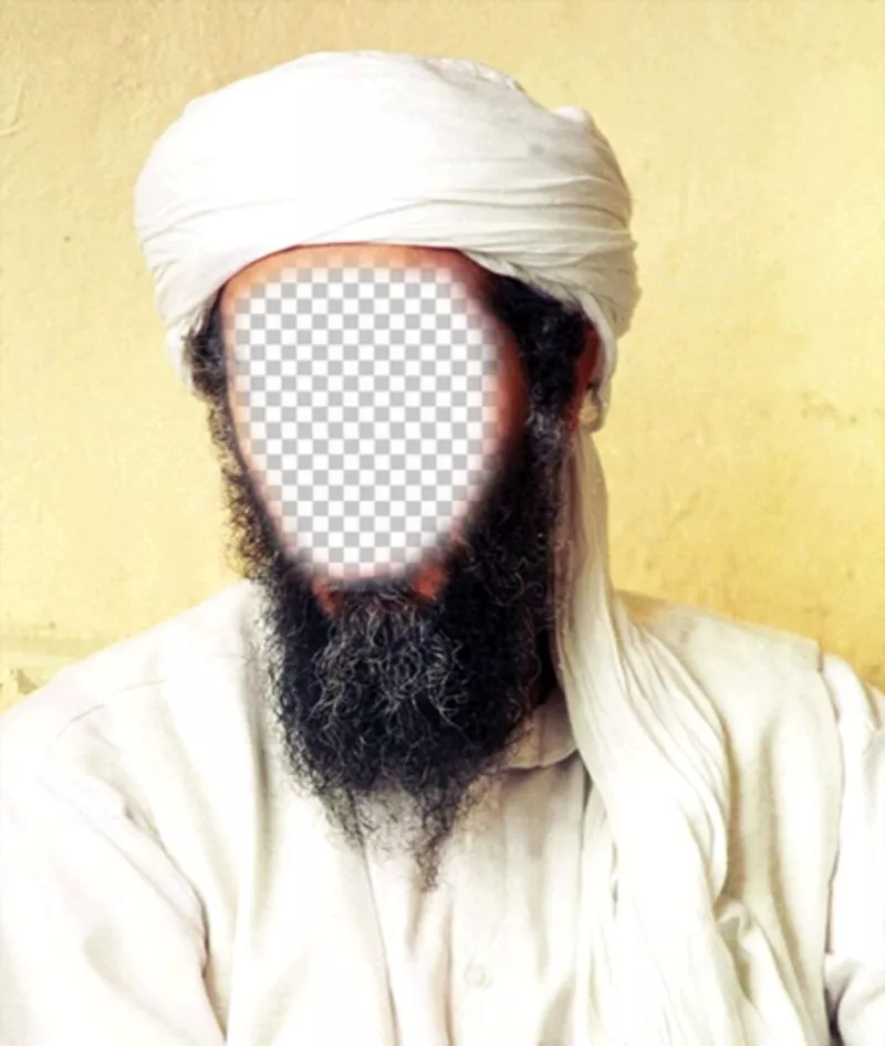 Fotomontaggio di Osama Bin Laden per mettere la vostra faccia sul suo volto ..