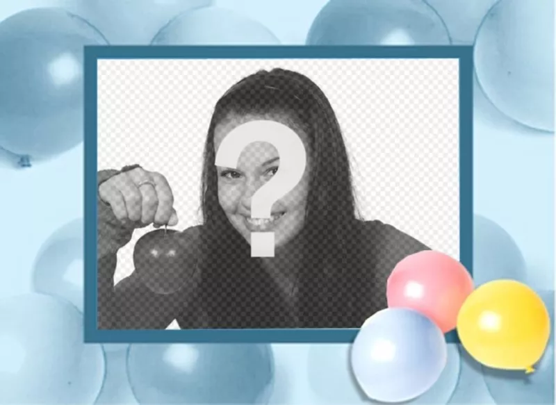 Scheda di compleanno con palloncini, in cui si può mettere la tua foto e inviarlo via e-mail o..