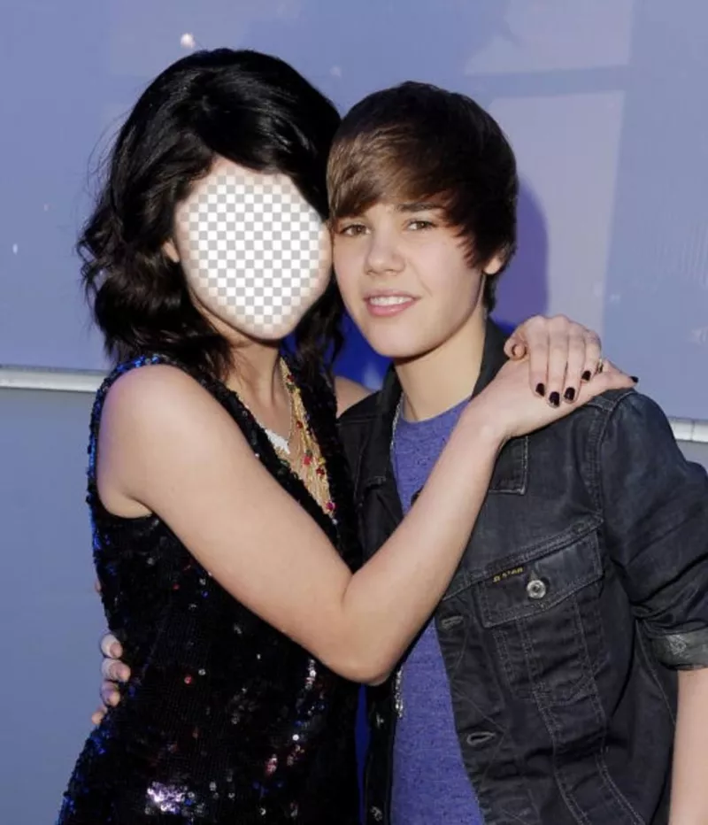 Fotomontaggio di Justin Bieber con una ragazza di mettere la vostra faccia. ..