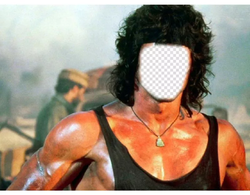 Fotomontaggio che si può mettere la faccia che si desidera nel corpo di Rambo Carica ..