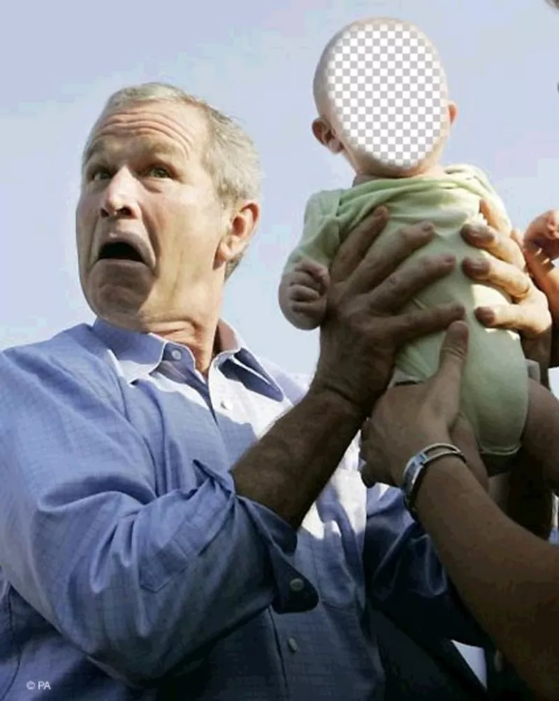 Modifica questo montaggio foto divertente con George Bush e un bambino ..