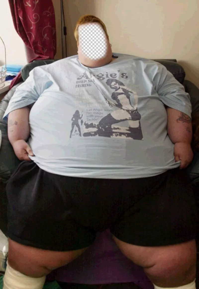 Montaggio di aggiungere una foto a tua scelta di fronte a questo uomo grasso. ..